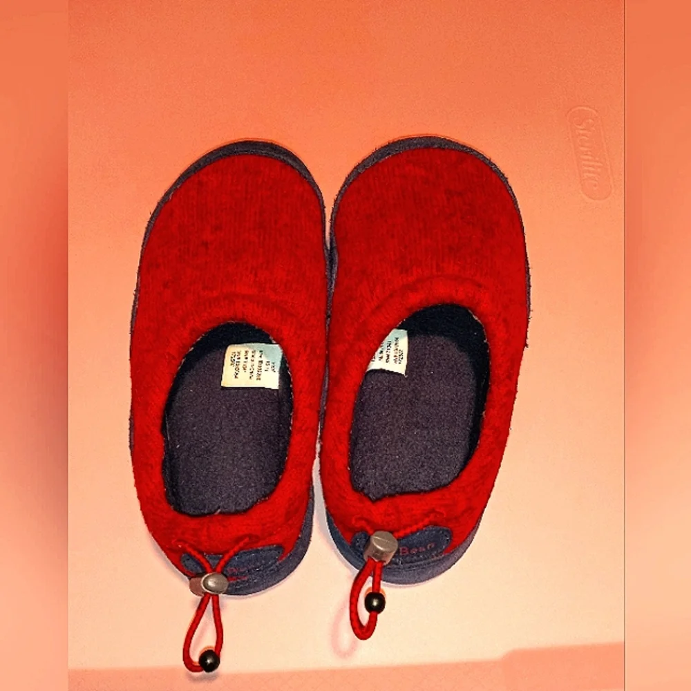 LL Bean Sweater Fleece Slippers Little Garnet Shades Kids' 10-11